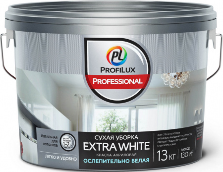 Краска для стен и потолков водно-дисперсионная Profilux Professional Extra White матовая 13 кг