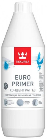 TIKKURILA EURO PRIMER  концентрат 1:3 грунтовка акрилатная укрепляющая 0,9л